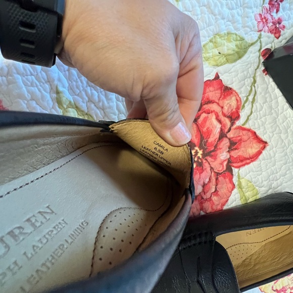 Ralph Lauren Black Pebbled Leather Loafers Shoes - Picture 6 of 12